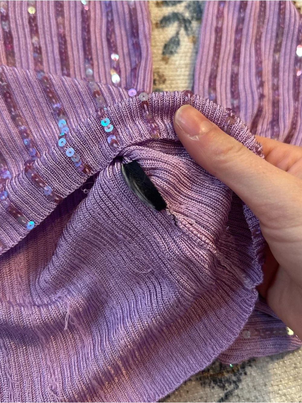 Cyrus Lavender Ribbed Sequin Top - Picture 3 of 5